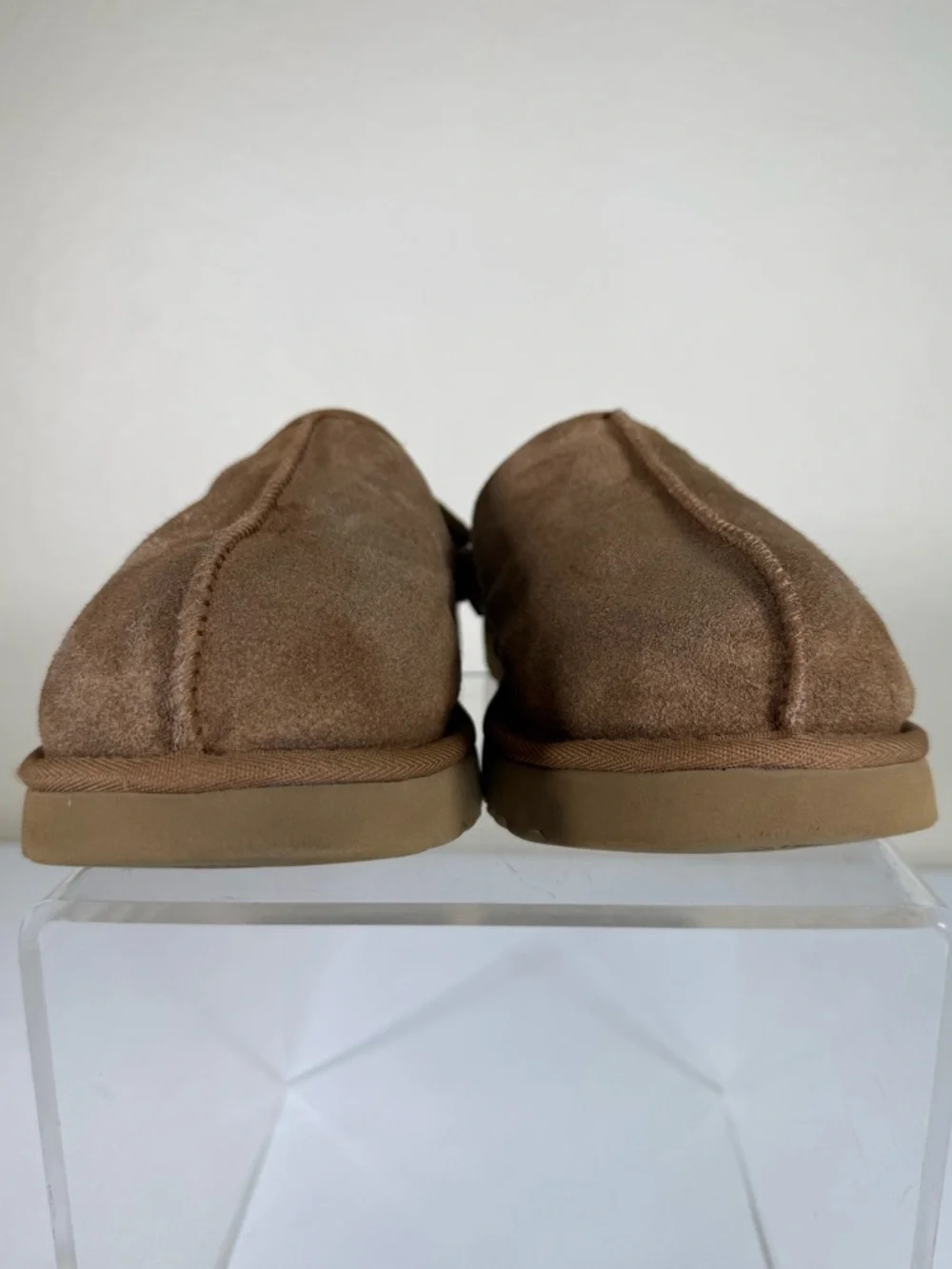 UGG Lanah Chestnut Suede Leather Platform Clogs Mules Fur Lined Slippers Size 9 - Picture 7 of 13
